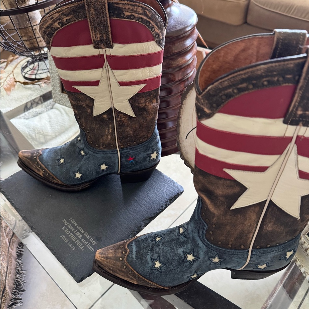 Redneck Rivera leather Patriotic Star Cowboy Boots - not worn